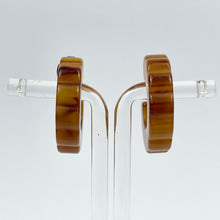 Load image into Gallery viewer, Vintage 1940's 1950's Mottled Brown Bakelite Clip On Hoop Earring