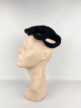 Load image into Gallery viewer, Original 1950s Black Felt Beaded Hat with Paste Decoration