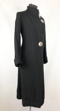 Load image into Gallery viewer, 1930s Black Boucle Wool Coat with Mother Of Pearl Buttons and Double Collar - Bust 36
