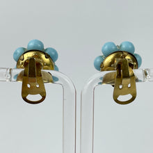 Load image into Gallery viewer, Vintage 1950's Turquoise Blue Glass Clip on Earrings