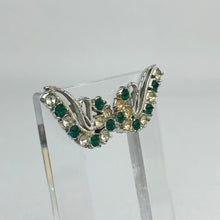 Load image into Gallery viewer, Vintage Green and Clear Paste Clip On Earrings