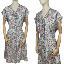 Load image into Gallery viewer, Original Volup 1950's Kenrose Grey Cotton Dress with Pink and White Floral - Bust 40 42 *