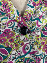 Load image into Gallery viewer, Original 1940s Green and Pink Cornucopia Floral Cotton Dress - Bust 44 46 - True Volup