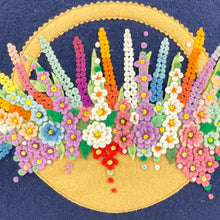 Load image into Gallery viewer, Original 1930's 1940's Dark Blue Felt Handbag with Basket of Flowers Applique