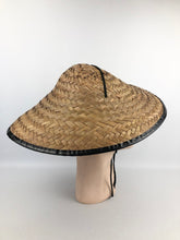 Load image into Gallery viewer, Original 1940s or 1950s Statement Straw Hat with Black Trim