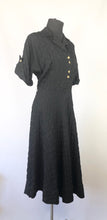 Load image into Gallery viewer, 1950s Black Cocktail Dress with Gold Buttons - B38