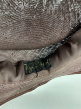 Load image into Gallery viewer, Original 1930s Brown Straw Hat with Cream Grosgrain Trim