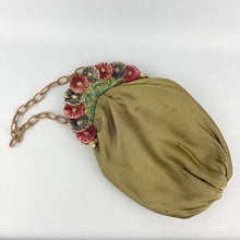 Load image into Gallery viewer, Original 1920s Painted Celluloid Frame Gold Fabric Evening Bag
