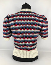 Load image into Gallery viewer, Reproduction 1940s Waffle Stripe Jumper Knitted from a Wartime Pattern - B 35 36 37 38