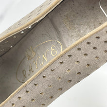 Load image into Gallery viewer, Original 1940's Grey Suede Peep-toe Shoes with Paste Clips and Punch Detail - UK 4