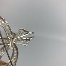 Load image into Gallery viewer, Vintage Sterling Silver Filigree Bow Brooch Set with Cut Steel