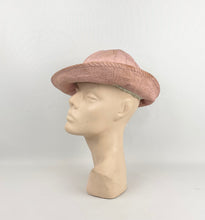 Load image into Gallery viewer, Original 1930s Pink Fabric Sun Hat with Seamed Brim - AS IS