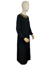 Load image into Gallery viewer, Original 1920's 1930's Black Silk Crepe Day Dress with Incredible Soutache Collar with Silk Embroidery - Bust 36