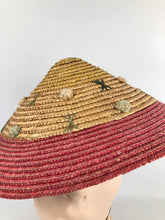 Load image into Gallery viewer, Original 1950s Tri Coloured Conical Straw Hat - Perfect Summer Hat