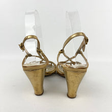 Load image into Gallery viewer, Original 1940's Gold Leather Evening Shoes - Dinner Gong by Van-Dal - UK 3.5 4