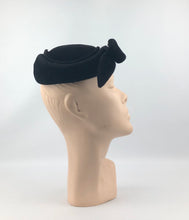 Load image into Gallery viewer, Late 1940s or Early 1950s Black Cocktail Hat with Paste Trim