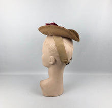 Load image into Gallery viewer, 1940s Natural Straw Hat With Large Pink Floral Decoration