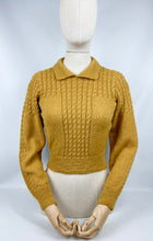 Load image into Gallery viewer, 1930's Reproduction Hand Knitted Long Sleeved Cable Jumper in Mustard Using Beautifully Soft Alpaca - Bust 34 36