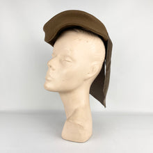 Load image into Gallery viewer, Original 1940s Chocolate Brown Felt Hat with Oversized Velvet Trim by Florence Reichman