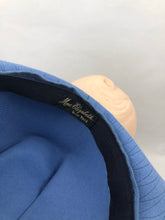 Load image into Gallery viewer, 1930s Cornflower Blue Felt Fedora Hat with Black Grosgrain Trim