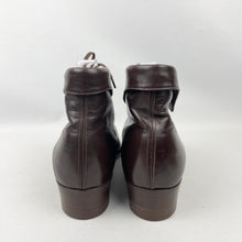 Load image into Gallery viewer, Original 1940's Chocolate Brown Glace Leather Real Fur Lined Lace Up Boots - UK 5.5 6