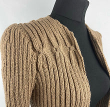 Load image into Gallery viewer, 1940's Reproduction Hand Knitted Bolero in Mocha Brown - B34 36 38 40