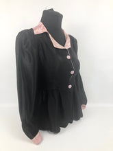 Load image into Gallery viewer, 1940s Black And Pink Fitted Jacket with Pink Glass Buttons - B32