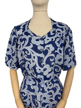 Load image into Gallery viewer, Wounded But Wearable Original 1940's Volup Two Tone Blue Summer Dress in Soft Linen - Much Loved - Bust 42 44