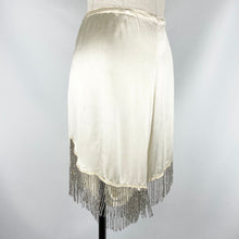 Load image into Gallery viewer, Original 1920's 1930's Silk Tap Pants with Beaded Fringe Detail in Silver - Waist 30 32 34