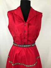 Load image into Gallery viewer, Original 1950s Red Cotton Patio Set - Bust 34" Waist 24"