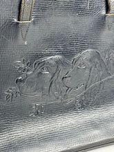Load image into Gallery viewer, Original 1930's Blue Leather Handbag with Embossed Dog Detail