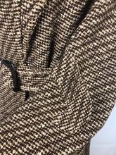 Load image into Gallery viewer, 1930s Brown and Cream Stripe Tweed Belted Coat with Double Collar - Bust 36 38