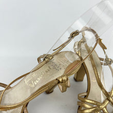 Load image into Gallery viewer, Original 1940's Gold Leather Evening Shoes - Dinner Gong by Van-Dal - UK 3.5 4