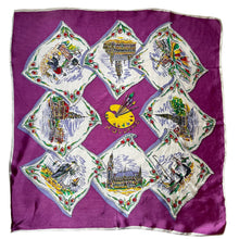 Load image into Gallery viewer, Vintage Artificial Silk Scarf with Tulips, Artist Palette and Tourist Attractions - Holland Tourist Piece - Great Turban or Headscarf
