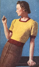 Load image into Gallery viewer, Reproduction 1930s Short Sleeved Jumper in Mustard and Rust - Bust 34 35 36