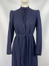 Load image into Gallery viewer, Original Late 1930s Midnight Blue Evening Coat with Embroidered Detail and Double Button Collar - Bust 34 35