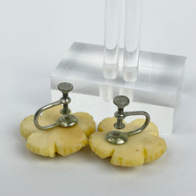 Load image into Gallery viewer, Original 1940's 1950's Carved Hibiscus Flower Screw Back Earrings from Japan