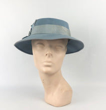 Load image into Gallery viewer, Original 1930s Cornflower Blue Fedora with Grosgrain Trim