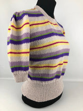 Load image into Gallery viewer, 1940s Reproduction Jumper In Colour Stripes - Bust 40 42 - Volup Knitwear
