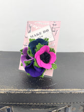 Load image into Gallery viewer, 1940's Felt Flower Anemone Corsage - Pretty Wartime Posy Brooch - Pink, Lilac, Purple and Blue