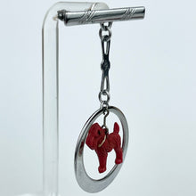 Load image into Gallery viewer, Original 1930's Chrome Bar Brooch with a Little Red Airedale Terrier Hanging in a Disc