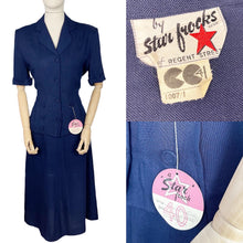 Load image into Gallery viewer, Original 1940's CC41 Deadstock Blue Linen Suit with Original Shop Label - Bust 38