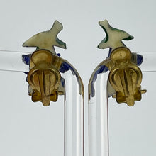 Load image into Gallery viewer, Vintage 1940's or 1950's Gentian Violet Clip on Earrings in Deep Blue