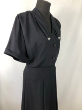 Load image into Gallery viewer, 1940s Black Volup Day Dress Deadstock with Original Tag - Bust 50 52