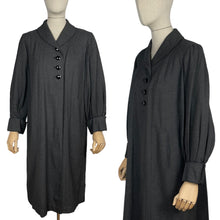 Load image into Gallery viewer, Original 1940's Charcoal Grey Lightweight Wool Coat by Harella - Bust 34 36 *
