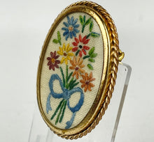 Load image into Gallery viewer, Original 1950's Embroidered Flower Brooch - Vintage Embroidered Brooch