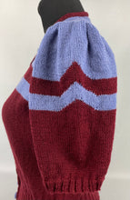 Load image into Gallery viewer, 1940s Reproduction Cardigan Jacket in Burgundy and Lavender Blue Stripes - Bust 34 35 36
