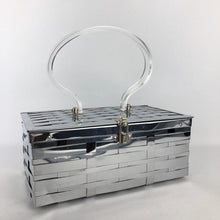 Load image into Gallery viewer, 1950s Woven Metal Box Bag with Clear Lucite Handle