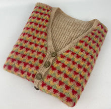 Load image into Gallery viewer, Original 1940s Fair Isle Waistcoat in Red, Green and Yellow - Charming Vintage Knit - Bust 30 31 32