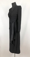 Load image into Gallery viewer, 1930s 1940s Wounded but Wearable Black Satin Backed Crepe Dress - Bust 36 38